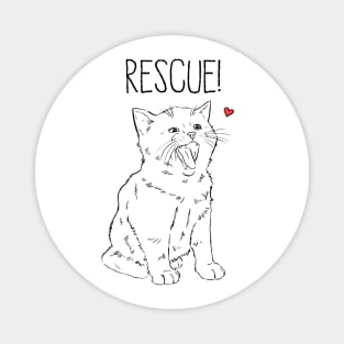 Rescue Cat Drawing, Rescue Kitten Sketch, Adopt Don't Shop Magnet